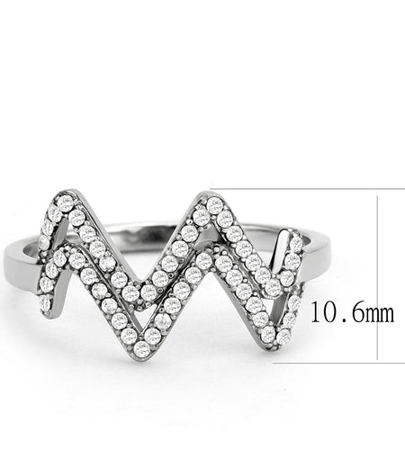 DA339 - No Plating Stainless Steel Ring with AAA Grade CZ  in Clear